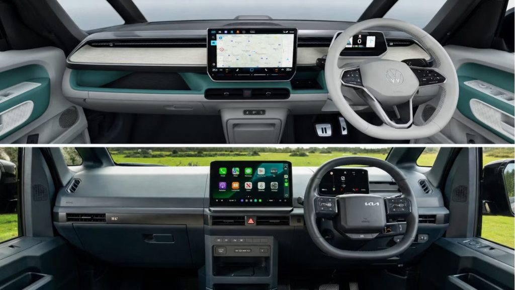 Kia PV5 Interior Infotainment vs VW ID Buzz Volkswagen Infotainment Interior